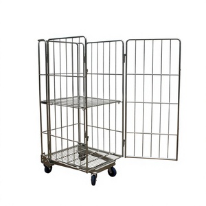 Chariot de transport pliable en acier galvanisé à quatre roues Voit, avec panier en treillis métallique, durable, pour stockage logistique industriel OEM - Product Image 2