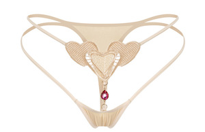Lencería sexy de perlas grandes para mujer, tanga bordada con abertura en la entrepierna, tanga de tiro bajo con lazo, perlas y detalles para adultos. - Product Image 3