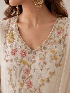 Tissu de Robe Premium en Mélange de Coton Chanderi Non Cousu avec Kurta, Pantalon et Dupatta – Tissu Ethnique pour Salwar Kameez Femme – Idéal pour les Festivals - Product Image 2