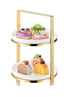 Nouvelle arrivée 3 pièces assiette en céramique et présentoir à desserts plateau cadre d'escalier en acier support de restauration plateaux de service