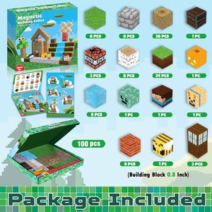 100 pièces Cubes de construction magnétiques ensemble Puzzle Construction bloc magnétique bricolage Cubes en plastique 3d modèle décompression jouet pour enfants - Product Image 2