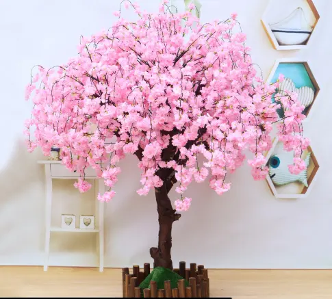 עץ ורוד מלאכותי באיכות גבוהה עץ פרח פריחת דובדבן לחתונה לקישוט חתונה משפחתי פנימי וחיצוני