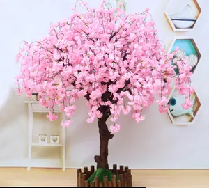इनडोर और आउटडोर पारिवारिक शादी की सजावट के लिए उच्च गुणवत्ता वाले कृत्रिम भव्य गुलाबी पेड़ के फूल वेडिंग चेरी ब्लॉसम पेड़