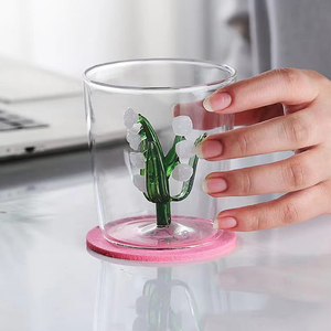Tasse en verre au Design spécial <span class=keywords><strong>France</strong></span>, cadeau de cérémonie, tasse d'haltère, muguet Flores convallariat - Product Image 2