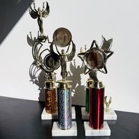 Trophée Acrylique Étoile avec Base Marbrée, Plaqué Or, Logo Personnalisé, Durable, Style Sportif, Médailles de Reconnaissance pour Ballet, 240mm
