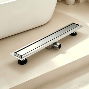 Siphon de douche linéaire encastrable moderne invisible en acier inoxydable, grille anti-odeur amovible pour salle de bain et cuisine - Product Image 1