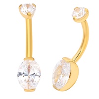 Piercing Stories ASTM F136 Titane Griffe Réglage Or Plaqué Nombril Anneau Avec Clear CZ Nombril Anneau