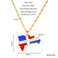 Collier Pendentif Femme en Acier Inoxydable Plaqué Or 18K avec Chaîne en Bambou et Émail Carte Nationale, Style Créatif et Tendance, Vente en Gros