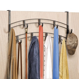 Gancho de puerta doméstico sin perforaciones de hierro forjado, multiusos, para almacenamiento de ropa, organizador, perchero de entrada, para sala de estar y baño - Product Image 5