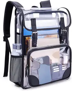 Sac à dos scolaire de stade en PVC imperméable personnalisé et résistant BSCI OEM sac à dos en PVC transparent transparent