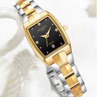 Wlisth S966 Fashion Design Couple Style Cadran Carré Or Acier Inoxydable Diamants Mains Lumineuses Hommes Femmes Montres Pour Amoureux