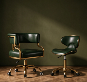 Professional Modern Salon Client Chair Technician <b>Stool</b> Set PU Leather Heavy Duty Gold Base Multi-Color Manicure Nail <b>Wheeled</b> - Product Image 6
