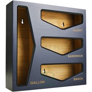<b>Black</b> Bamboo Ziplock Bag Organizer: Kitchen <b>Drawer</b> <b>Storage</b> for Gallon & Snack Bags - Product Image 1