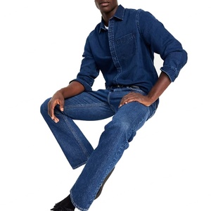 เสื้อเชิ้ตเดนิมผู้ชายสีน้ำเงินเข้ม ผ้าฝ้าย 100% แฟชั่นลำลอง สั่งทำโลโก้ได้ ขายส่ง - Product Image 3