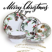 Ensembles de vaisselle en mélamine de Noël Assiettes de vacances Ensembles de vaisselle Assiettes à dîner 11 "Assiettes 9" et bol à soupe 7.5"