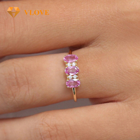 14K Gold Ovaler Rosa Saphir und Diamant Halo-Ring Verlobungs-Jubiläumsgeschenk für Frauen