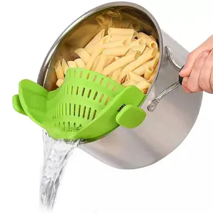 Home Silicone Stretch Pot Drain Pan Strainer Kitchen Colander Water Filter Foldable Soup Funnel For Pans Pots