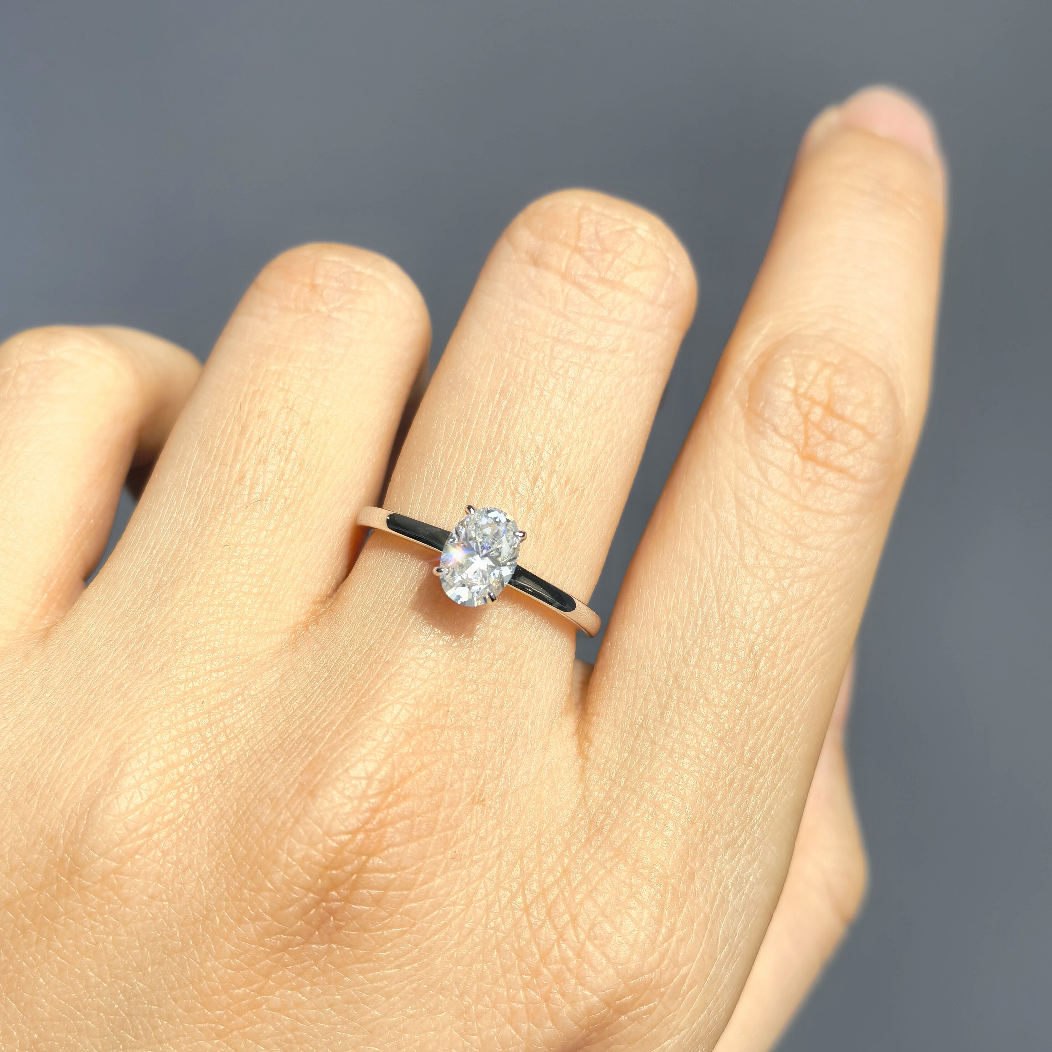 Moissanite ovale giallo 1 ct in argento 925