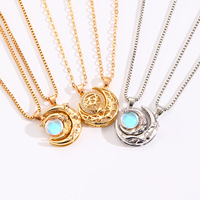 Nouveau Collier de couple lune style Instagram transfrontalier, chaîne en bambou, alliage électroplaqué, design à fermoir magnétique Europe-Amérique