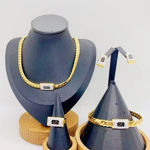 HC <span class=keywords><strong>Dubai</strong></span> Hot Bán thép không gỉ dát Zircon 18K vàng mạ Moroccan Vòng Cổ Vòng đeo tay Bông tai trang sức Set cho phụ nữ - Product Image 6