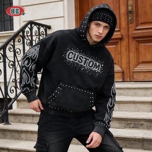 Hoodies Atacado Moda Urbana Hoodie Gráfico com Strass Alta Qualidade Oversized Poliéster Algodão Hoodies Personalizados para Homens - Product Image 2