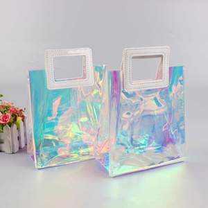 Tote Shopping Bags Transparent Custom Logo Wholesale Fashion Waterproof Holographic Laser PVC Clothing Packaging Screen <b>Printing</b> - Product Image 2