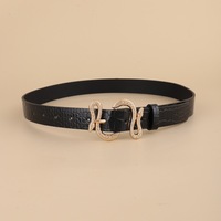 Ceinture vintage en cuir PU avec boucle serpent pour femmes, ceinture jean en pierre fine