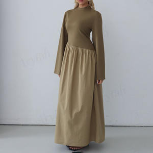 Nouvelle <span class=keywords><strong>Robe</strong></span> Maxi Musulmane Personnalisée à Design d'Assemblage pour Femmes, Modeste, Longueur Maximale, Col Rond, Robes de Mode Islamique pour Femmes - Product Image 1
