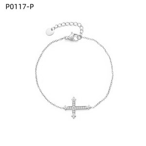 สร้อยข้อมือ Amy Amy Cross เงินแท้ 925 ประดับเพชรเซอร์โคเนีย ดีไซน์แบบช่องใส่เพชร เครื่องประดับสำหรับผู้หญิงคริสเตียน สวมใส่ได้ทุกวัน - Product Image 1