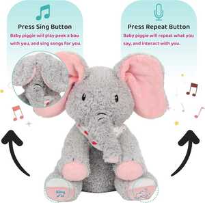 Juguete de Peluche de Elefante Relajante <span class=keywords><strong>para</strong></span> <span class=keywords><strong>Dormir</strong></span> con Sonidos de Latidos del Corazón y Respiración Simulados, Orejas Móviles, Algodón PP Súper Suave <span class=keywords><strong>para</strong></span> Bebés - Product Image 4