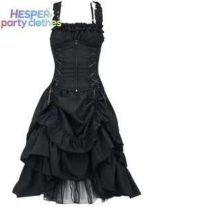 HESPER Vestido Gótico de Falda con Vuelo para Mujer, Estilo Vintage Gótico Steampunk Retro, Disfraz de Princesa para Halloween, Sin Mangas, Inspirado en Películas y Series de TV - Product Image 1