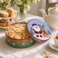Boîte cadeau en métal personnalisée pour les fêtes, contenants ronds et carrés avec couvercle imprimé pour l'emballage de biscuits, bonbons, gâteaux, impression de logo OEM