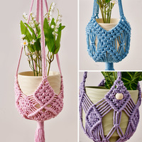 Nouveau sac en filet tissé simple pour pot de fleurs, décoration suspendue pour plantes
