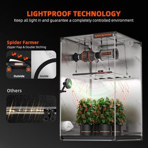 Spider Farmer 4x2x5ft 120x60x150cm 1680D Espesar Mylar Lona Interior Hidropónico Habitación oscura 2x4 Tienda de cultivo para propagación - Product Image 2