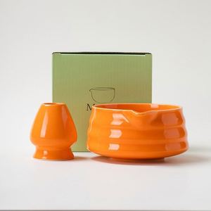 Eco-Friendly Modern Porcelain Matcha Bowl and Bamboo Whisk Durable Portable Classic <b>Tea</b> Preparation <b>Set</b> - Product Image 1