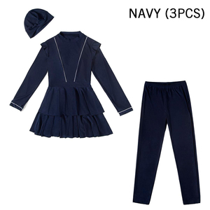 Long plissé modeste Burkini maillot de bain islamique surf éruption garde ensemble femmes maillot de bain musulman avec bonnet de bain - Product Image 6