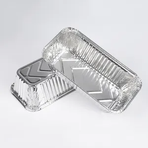 带透明盖子的一次性矩形面包锅铝箔托盘食品外卖容器