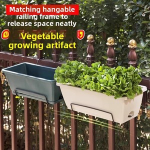 Grand pot de fleurs carré à suspendre au mur pour plantes d'intérieur, support rectangulaire en plastique pour fleurs - Product Image 5