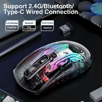 AULA SC630 Souris de jeu RVB sans fil tri-mode 4000 DPI avec 11 modes d'éclairage transparents et base de charge