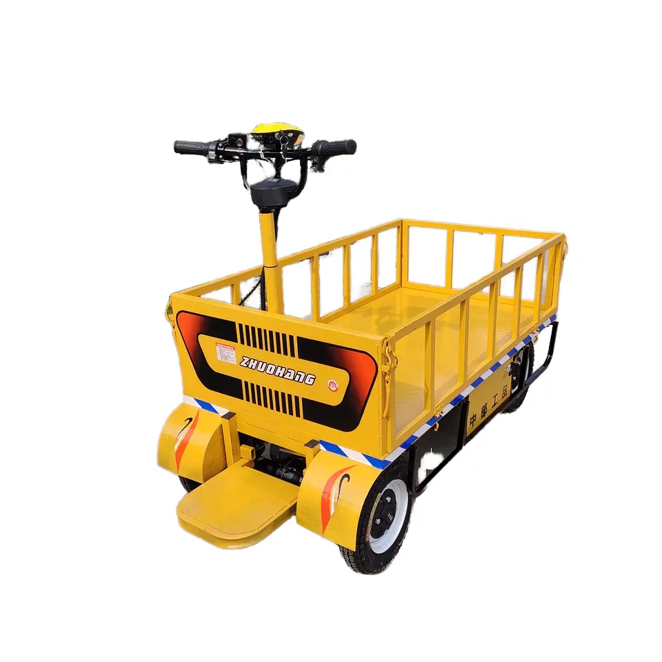 Direct Wholesale 4 Wheels Electric Trolley 800kg Heavy Duty Cargo Cart Mini Warehouse Steel Flat Trolley