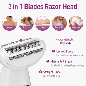 5 в 1 водонепроницаемый женский эпилятор перезаряжаемый безболезненный для удаления волос для ног, бикини, подмышек с триммером и бритвой - Product Image 6