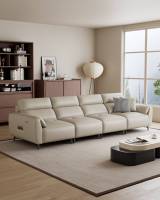 Canapé haut de gamme Mufang en cuir véritable, design en L écologique, avec fauteuil inclinable électrique intégré, pour salles audiovisuelles, structure en bois