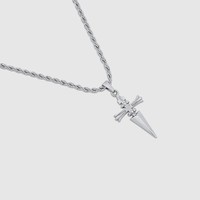 Collier pendentif en forme de dague croisée en acier inoxydable, chaîne torsadée, bijoux personnalisés pour les fêtes, cadeau pour homme, femme, unisexe