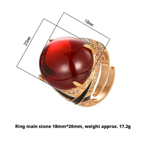 Factory Wholesale <b>Dainty</b> Jewelry Eco-friendly Copper Egg Shape 18*20mm Green Zircon High Quality Non Fade Fashion <b>Rings</b> - Product Image 6