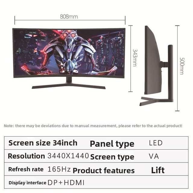 34-inch 4K 165Hz Curved Ultra-Wide Gaming Monitor for Business & Home