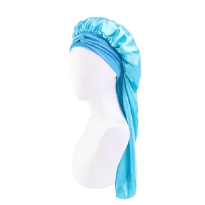 Wholesale Extra Large Long Braid Reusable Custom Washable Solid Satin Hair Bonnet For Women