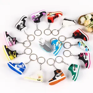 Jinwei Gift Fashion Promotional Mini 3d Shoe PVC Keychain Charms Custom Silicone 3d Sneaker Keychain