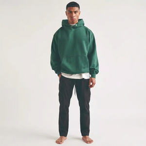 Newest 400gsm 100% Cotton Green Heavy Weight Fleece No <b>string</b> Snap Button Oversized Hoodies men - Product Image 1