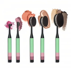 YRX Beauty Oval <b>Makeup</b> <b>Brush</b> Set 5pcs Super Soft Synthetic <b>Brushes</b> For Foundation Blending Special Plastic Handle <b>Makeup</b> <b>Brush</b> - Product Image 1