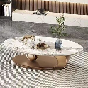 <span class=keywords><strong>Tavolino</strong></span> <span class=keywords><strong>da</strong></span> Caffè di Lusso Accessibile dal Design Ovale Semplice e Popolare <span class=keywords><strong>con</strong></span> Piano in <span class=keywords><strong>Vetro</strong></span> per Soggiorno, Piccolo Appartamento, Agriturismo, Noleggio - Product Image 1